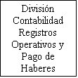 Cuadro de texto: Divisin Contabilidad Registros Operativos y Pago de Haberes